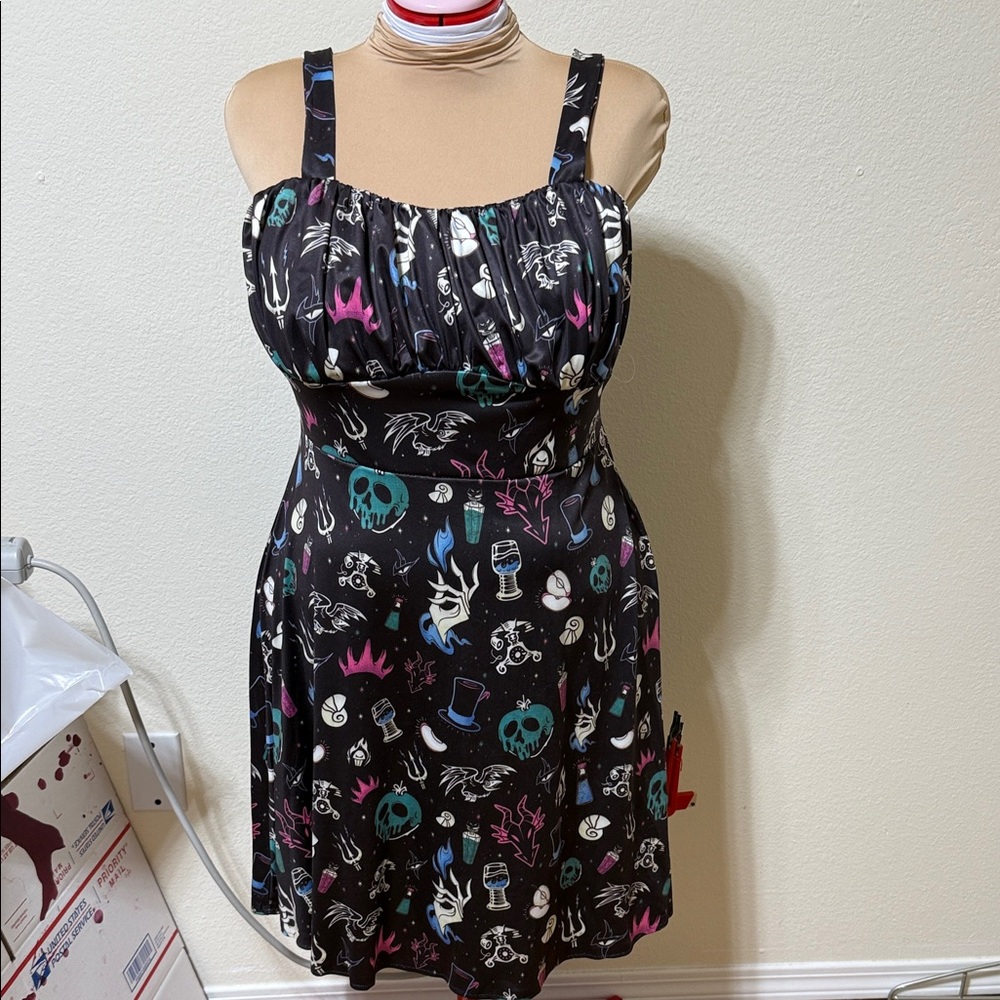 Black Dress with Vibrant Graphic Design